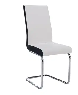 Stoličky Jedálenská stolička, ekokoža biela, čierna/chróm, NEANA