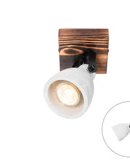 Nastenne lampy Priemyselný stropný reflektor drevo s betónom - Creto
