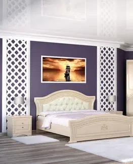 Postele NABBI Molis BC-160 rustikálna manželská posteľ s roštom 160x200 cm breza polárna