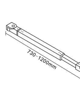 Sprchovacie kúty H K - Vzpera C120B, dĺžka 730-1200 mm, pre sklá 6-10mm, čierna SE-C120B