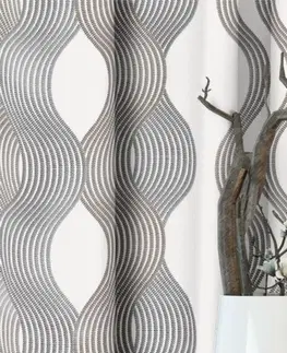 Závesy Záves dekoračný alebo látka, New York Kamienkové vlny, béžovošedý, 150 cm 150 cm