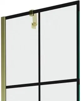 Sprchové dvere MEXEN/S - Next vaňová zástena FIX 60 x 150 cm, čierna dekor, zlatá 895-060-000-00-77-50