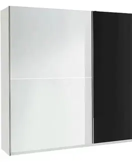 Šatníkové skrine Skriňa Lux 2 bielo/čierna lesklá 244 cm