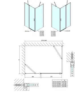 Sprchové dvere POLYSAN - ZOOM obdĺžniková sprchová zástena 1100x700 L/P varianta ZL1311ZL3270