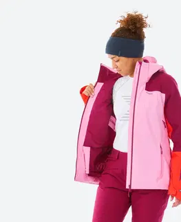 bundy a vesty Dámska lyžiarska bunda 500 ružovo-fuksiová