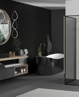 Sprchové dvere MEXEN/S - Kioto Sprchová zástena WALK-IN 110 x 100 cm, čierny vzor, zlatá 800-110-212-50-70-100