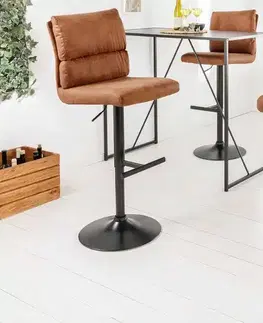 Barové stoličky LuxD Dizajnová barová otočná stolička Frank antik hnedá
