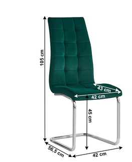 Jedálenské stoličky KONDELA Saloma New jedálenská stolička smaragdová (Velvet) / chróm