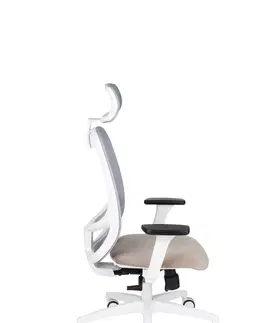 Kancelárske stoličky NABBI Nedim WS HD kancelárska stolička s podrúčkami svetlohnedá / sivá / biela