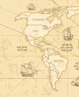 Obrazy na korku Obraz na korku mapa sveta s loďkami