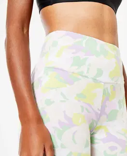 nohavice Dámske fitness legíny 520 tvarujúce s potlačou pastelovo fialové