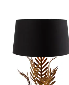 Stolove lampy Stolová lampa zlatá s čiernym bavlneným tienidlom 40 cm - Botanica