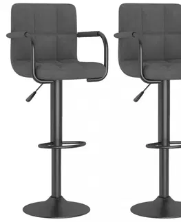 Barové stoličky Barová stolička 2 ks zamat / kov Dekorhome Tmavo zelená