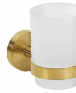 Stojany na kefky Sapho XR903GB X-Round Gold pohár, mliečne sklo/zlatá