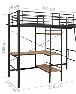 Detské izby Viacúčelová posteľ 90x200 cm kov Dekorhome Biela