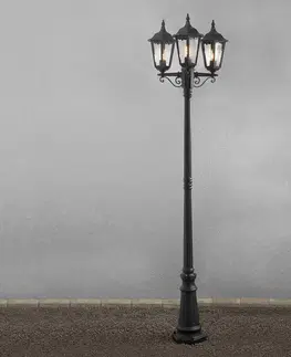 Verejné osvetlenie Konstsmide Stĺpové svietidlo Firenze, 3-plameňové čierne