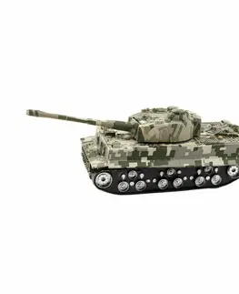 Drevené vláčiky Teddies Tank na batérie so zvukom a svetlom Tiger, 25 cm