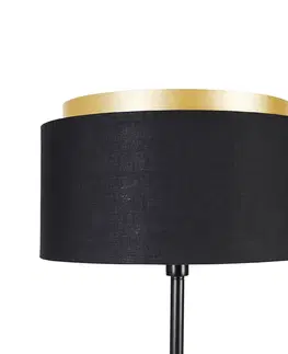 Stojace lampy Moderná stojaca lampa čierna s odtieňom čierna so zlatou - Simplo