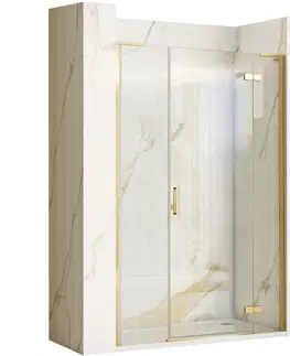Sprchovacie kúty REA/S - Dvere s rozširujúcou stenou HUGO 130 zlatá kartáčovaná KPL-45205