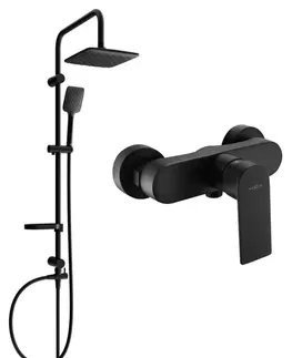 Sprchy a sprchové panely MEXEN/S - Sven sprchový stĺp vrátane sprchovej batérie Royo, čierna 72240262-70