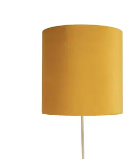 Stojace lampy Stojacia lampa zlatá / mosadz so zamatovým odtieňom žltá 40/40 cm - Parte