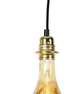 Zavesne lampy Závesná lampa zlatá 2-svetlá vrátane LED jantárovej stmievateľnej - Cava Luxe