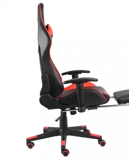 Kancelárske stoličky Herné kreslo s podnožkou PVC / kov Dekorhome Červená