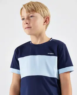 bedminton Chlapčenské tenisové tričko Dry tmavomodré