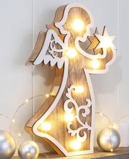 Vianočné dekorácie LED Drevená dekorácia Anjel
