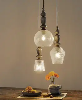 Závesné svietidlá Viokef Troj-plameňová sklenená závesná lampa Talisa