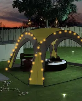 Záhradné párty stany Párty stan s LED svetlami 3,6x3,6 m Dekorhome Sivá / oranžová