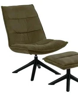 Plastové stoličky Kreslo s opierkou nôh olive green