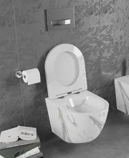 Záchody MEXEN - Lena Závesná WC misa vrátane sedátka s slow-slim, Duroplastu, biely kameň 30224094
