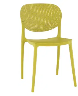 Zahradné stoličky Plastová stolička FEDRA stohovateľná Tempo Kondela Žltá
