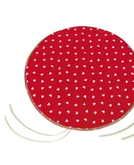 Záhradné slnečníky a doplnky Bellatex Sedák Adela okrúhly prešívaný Srdiečka červená, 40 cm