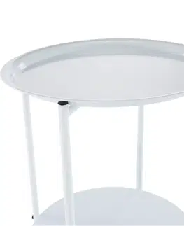 Konferenčné stolíky Príručný stolík s odkladacou táckou, biela, DERIN