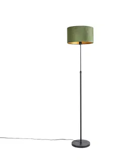 Stojace lampy Stojacia lampa čierna s velúrovým odtieňom zelenej so zlatou 35 cm - Parte