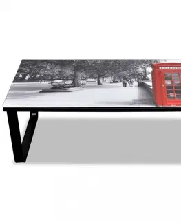 Sklenené Konferenčný stolík s potlačou kov / sklo Dekorhome Mesto