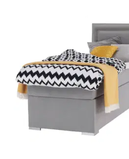 Postele Boxspringová posteľ, jednolôžko, svetlosivá, 80x200, pravá, BILY