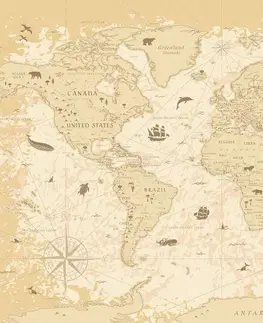 Obrazy mapy Obraz mapa v béžovom prevedení