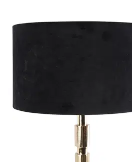 Stolove lampy Stolová lampa v štýle art deco zlatá so zamatovým odtieňom čierna 35 cm - Torre