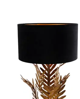 Stolove lampy Vintage stolná lampa zlatá so zamatovým odtieňom čierna 35 cm - Botanica
