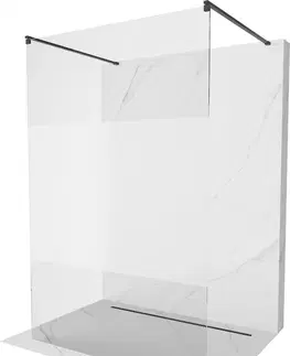 Sprchové dvere MEXEN/S - Kyoto Sprchová zástena WALK-IN voľne stojaca 140 x 200, transparent/dekor 8 mm, čierna 800-140-002-70-35