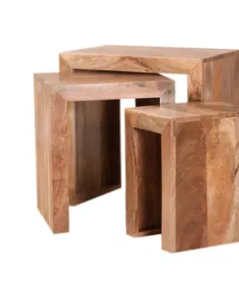 Záhradné stoličky a kreslá Odkladacie stolíky 3 ks Hina z mangového dreva