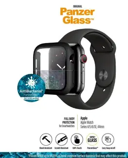 Ochranné fólie pre mobilné telefóny Ochranné temperované sklo s puzdrom PanzerGlass pre Apple Watch SE, 6, 5, 4 44 mm, čierna 3641