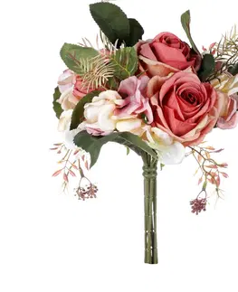Kvety Pugét ruží a hortenzií, staroružová, 20 x 28 cm