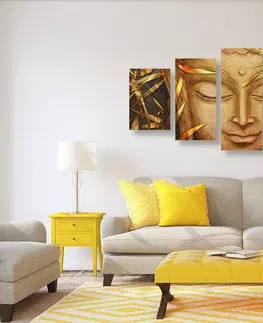 Obrazy Feng Shui 5-dielny obraz usmievajúci sa Budha