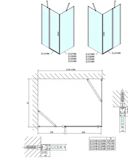Sprchové dvere POLYSAN - ZOOM Black obdĺžniková sprchová zástena 1400x1000 L/P varianta ZL1314BZL3210B