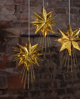 Vianočné svetelné hviezdy STAR TRADING V zlatej farbe kovová hviezda Mini