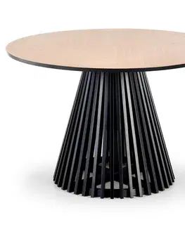 Jedálenské stoly HALMAR Miyaki okrúhly jedálenský stôl dub prírodný / čierna